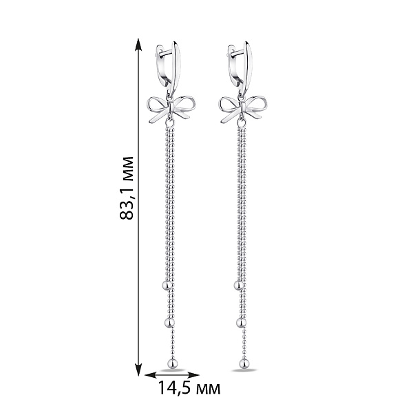 Срібні сережки Бантики з кульками (арт. 7502/9018) – зображення 2