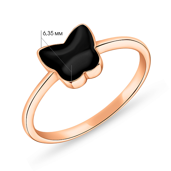 Кольцо из красного золота "Бабочка" с эмалью (арт. 155367еч) – изображение 3