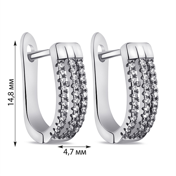 Серебряные серьги с фианитами (арт. 7502/СК2Ф/1096) – изображение 2