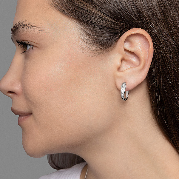 Серьги из белого золота с дорожкой из фианитов (арт. 110535б) – изображение 3