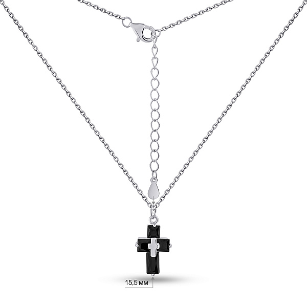 Серебряное колье Крестик с фианитами (арт. 7507/2211ч) – изображение 3