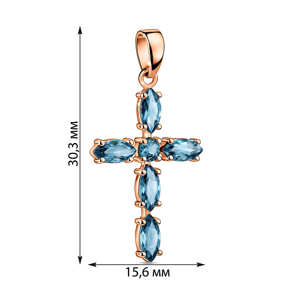 Золотой крестик с топазом  (арт. 440918Пл) – изображение 2
