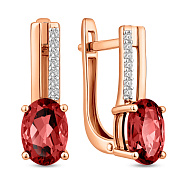 Фото Сережки из красного золота с гранатом и фианитами (арт. 111135Пк)