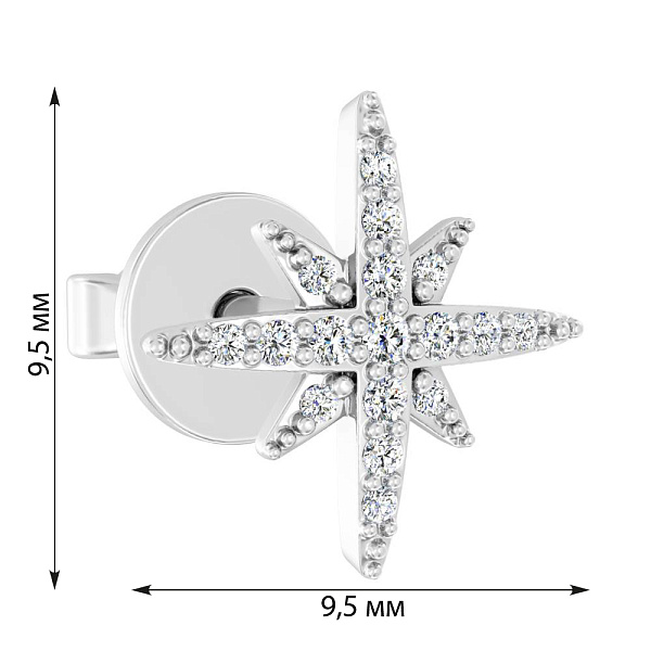 Серьга в одно ухо из белого золота с бриллиантами  (арт. Т011215005бЯ) – изображение 2