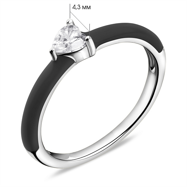 Срібна каблучка з фіанітом і емаллю (арт. 7501/5737еч) – зображення 2