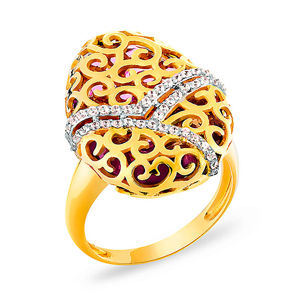 Золотое кольцо с аметистом и фианитами (арт. 152718жа) – изображение 1