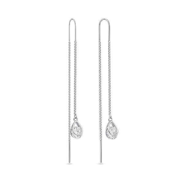 Серебряные серьги-протяжки с фианитом (арт. 7502/10529) – изображение 1