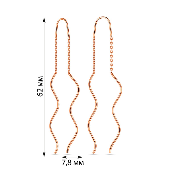 Серьги-протяжки из красного золота (арт. 110001) – изображение 4