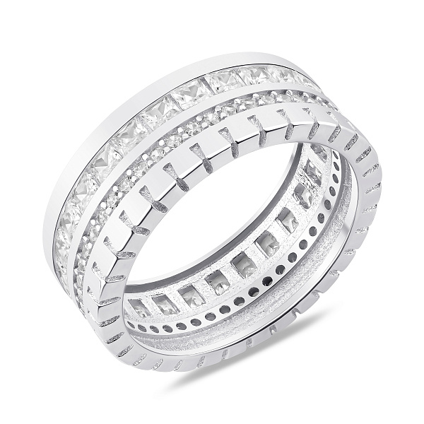 Серебряное широкое кольцо с фианитами (арт. 7501/8684) – изображение 1