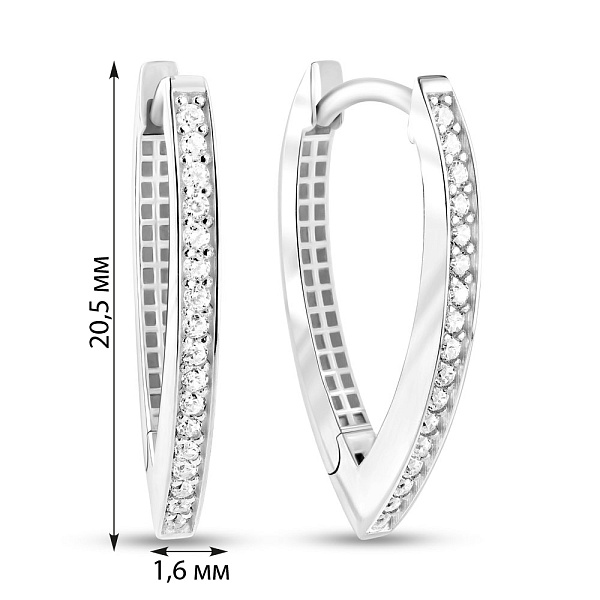 Серьги из белого золота с фианитами (арт. 1091314б) – изображение 3