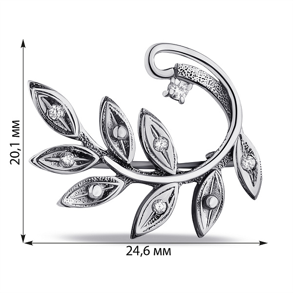 Срібна брошка з фіанітами (арт. 7905/6110013) – зображення 2
