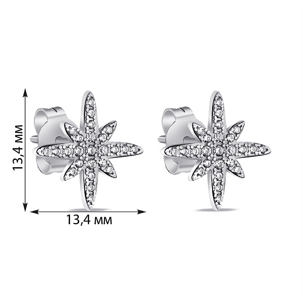Серебряные серьги-пусеты Звезда с фианитами (арт. 7518/6011/3) – изображение 2