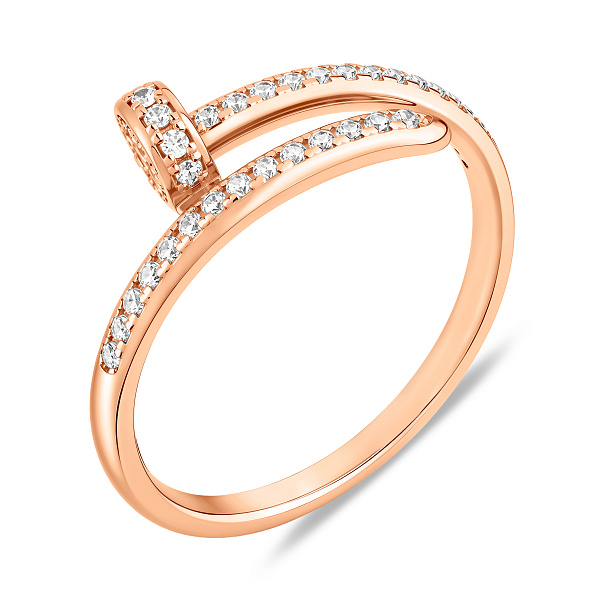 Золота каблучка Цвях з фіанітами (арт. 140049) – зображення 1