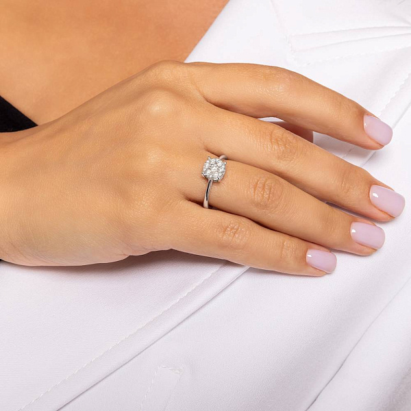 Каблучка з білого золота з діамантами (арт. К341511040б) – зображення 2