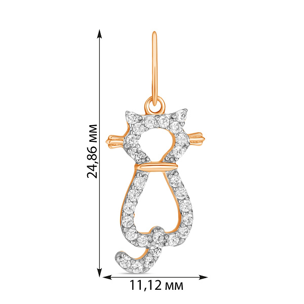 Кулон Котенок с фианитами (арт. 421014) – изображение 2