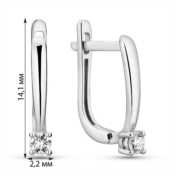 Сережки з білого золота з діамантами  (арт. С011243010б) – зображення 3