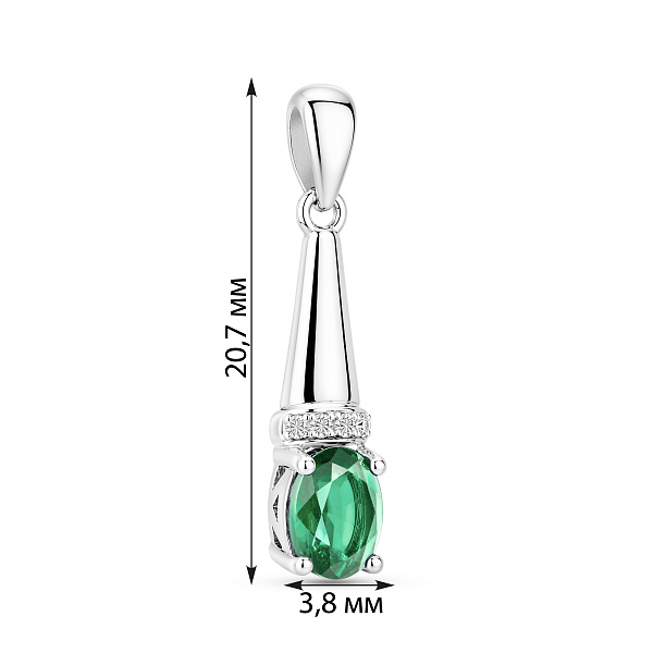 Серебряный кулон с изумрудом и фианитами (арт. 7503/4917Изм) – изображение 2