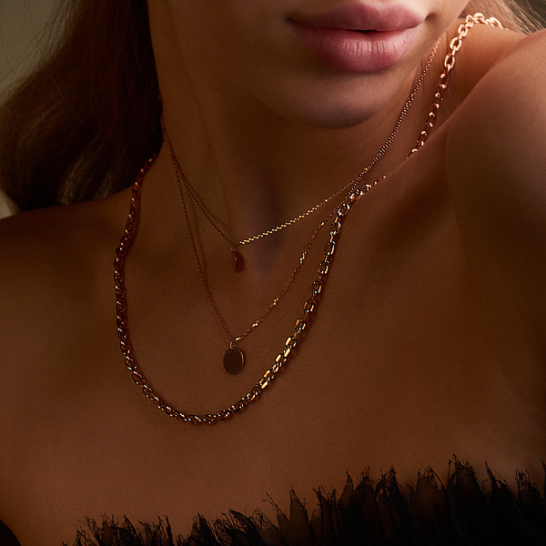 Багатошарове кольє "Монети" з червоного золота (арт. 352116) – зображення 3