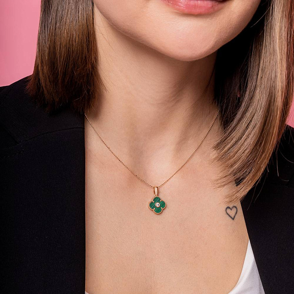 Кулон из красного золота с малахитом (арт. 424889/15млх) – изображение 2