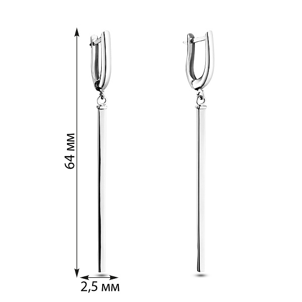Сережки-підвіски з білого золота (арт. 105511/2б) – зображення 2