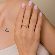 Фото Незамкнутое золотое кольцо Перо (арт. 141286)