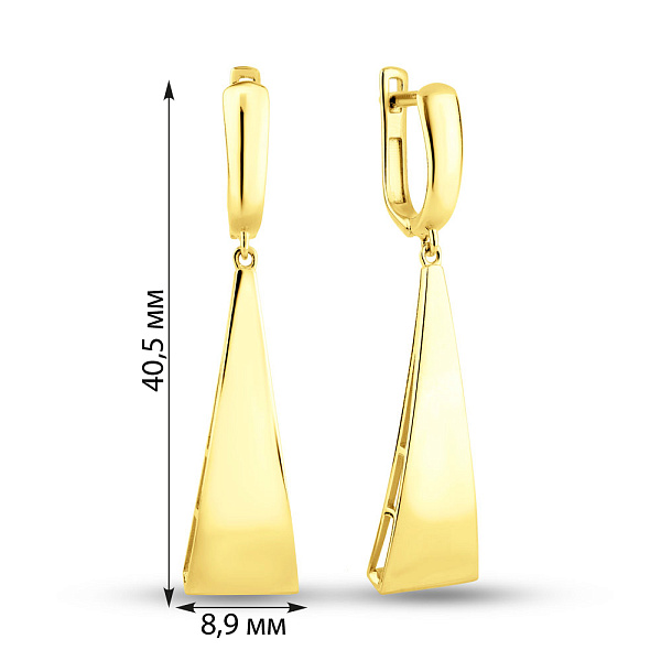 Сережки з жовтого золота з підвіскою (арт. 1091304ж) – зображення 2