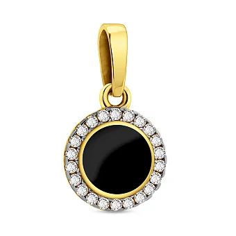 Підвіс з жовтого золота Лýна з емаллю і фіанітами (арт. 441219жеч)