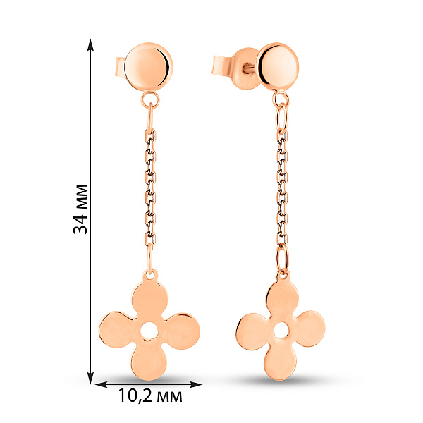 Серьги из красного золота Клевер без камней (арт. 1091219) – изображение 2