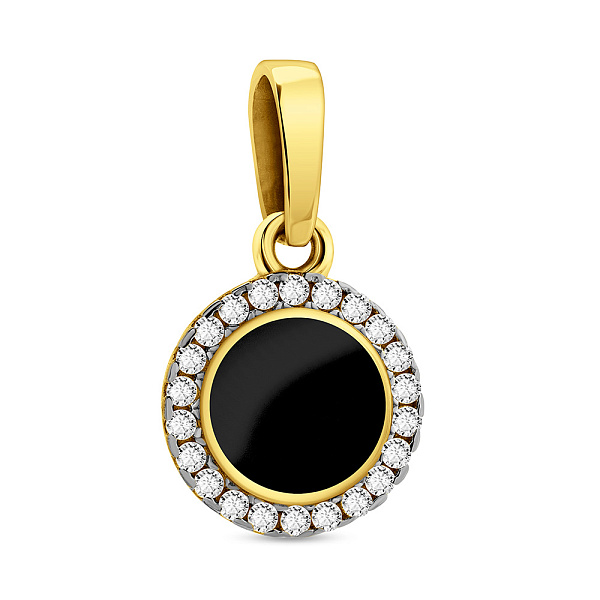 Підвіс з жовтого золота Лýна з емаллю і фіанітами (арт. 441219жеч) – зображення 1