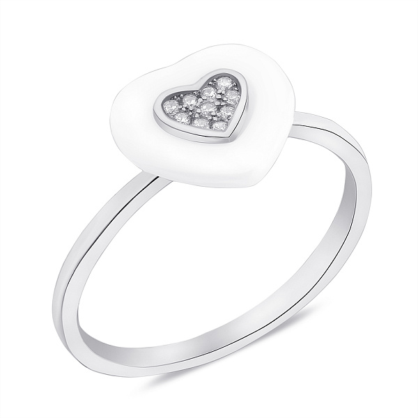 Кольцо из серебра и керамики с фианитами (арт. 7501/6092кмб) – изображение 1