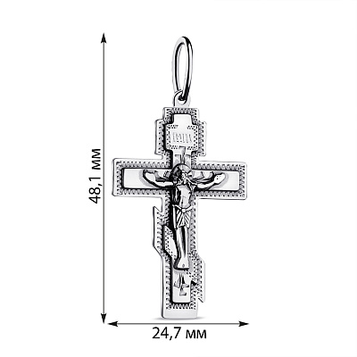 Серебряный нательный крестик с распятием (арт. 7904/3541-ч)