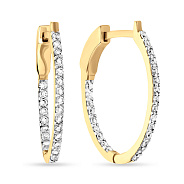 Фото Серьги-кольца из желтого золота с фианитами (арт. 101860/20ж)