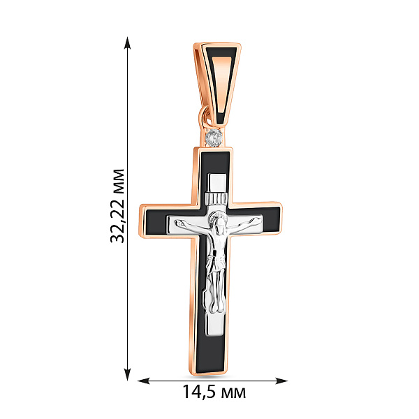 Золотий хрестик з розп'яттям та чорною емаллю (арт. 501091еч) – зображення 2