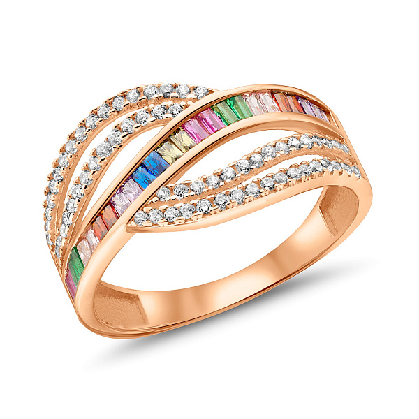 Каблучка з червоного золота з фіанітами (арт. 156423цв) – зображення 1