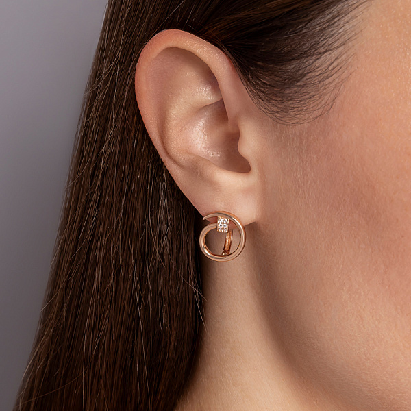 Золоті сережки Цвях  з фіанітами (арт. 1091942) – зображення 2