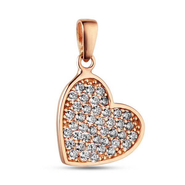 Золота підвіска Сердечко з фіанітами (арт. 423905) – зображення 1