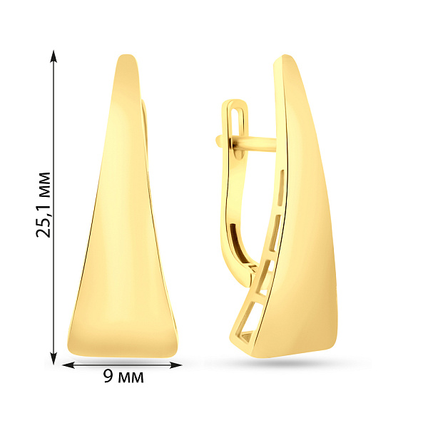 Золотые серьги без камней (арт. 107750ж) – изображение 2