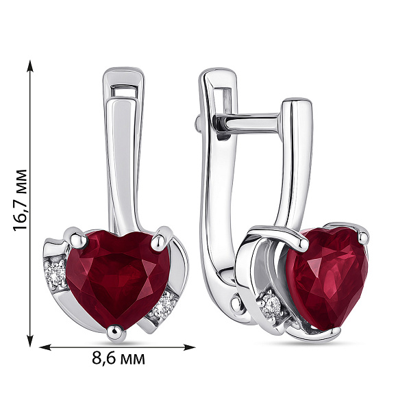 Срібні сережки Серце з рубіном (арт. 7502/2172727Г) – зображення 2