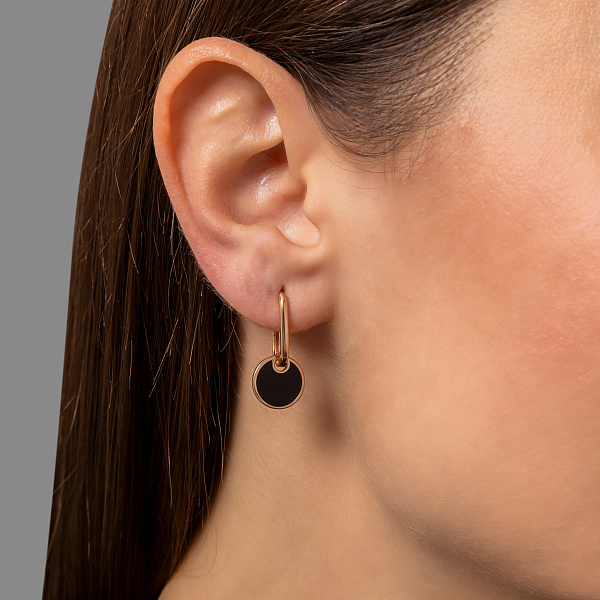 Сережки Лýна з червоного золота з емаллю (арт. 1101055еч) – зображення 3