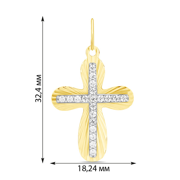 Золотой крестик с фианитами (арт. 443822ж) – изображение 2