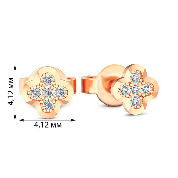 Пусети золоті з фіанітами (арт. 1101227а) – зображення 2