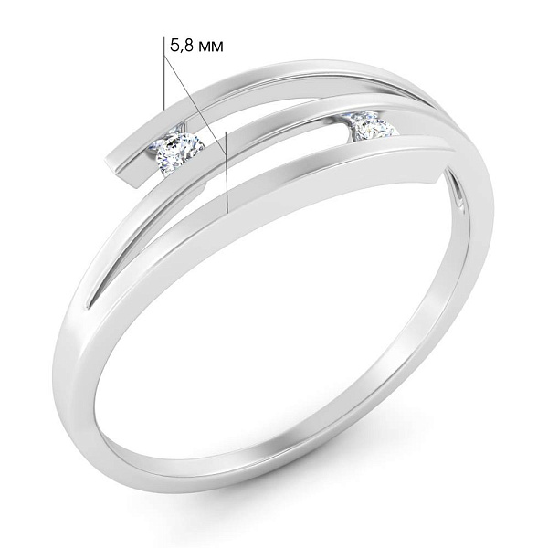 Кольцо из белого золота с фианитами (арт. 141113б) – изображение 2