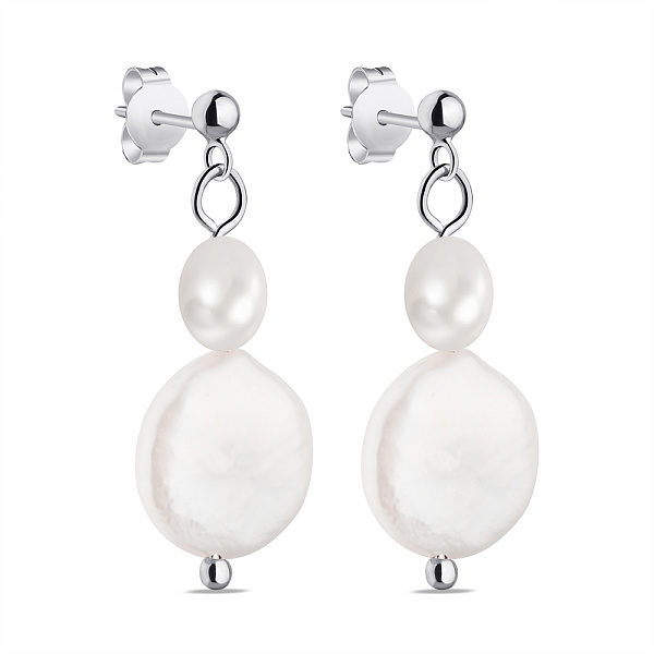 Серебряные серьги-пусеты с крупным жемчугом (арт. 7518/6250жб) – изображение 1