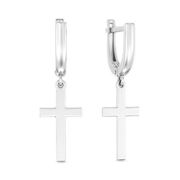 Золотые серьги-подвески с крестиками (арт. 110516б) – изображение 1