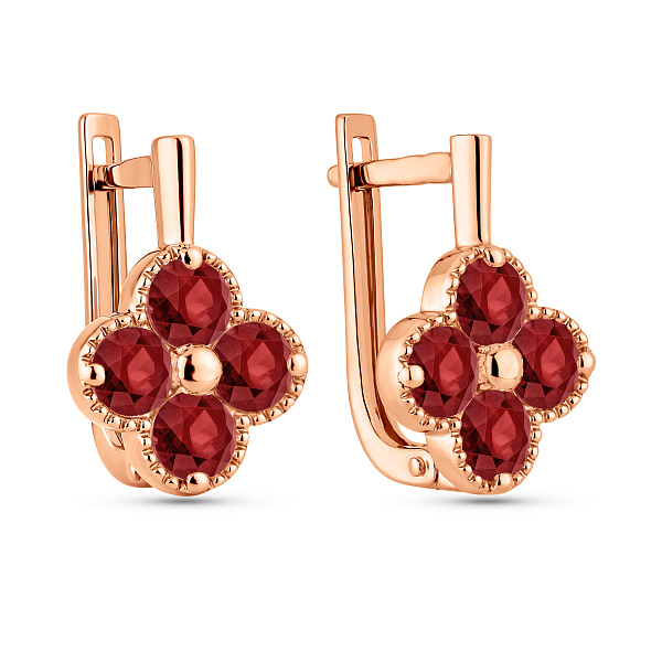 Сережки з червоного золота з гранатом (арт. 111246Пк) – зображення 1