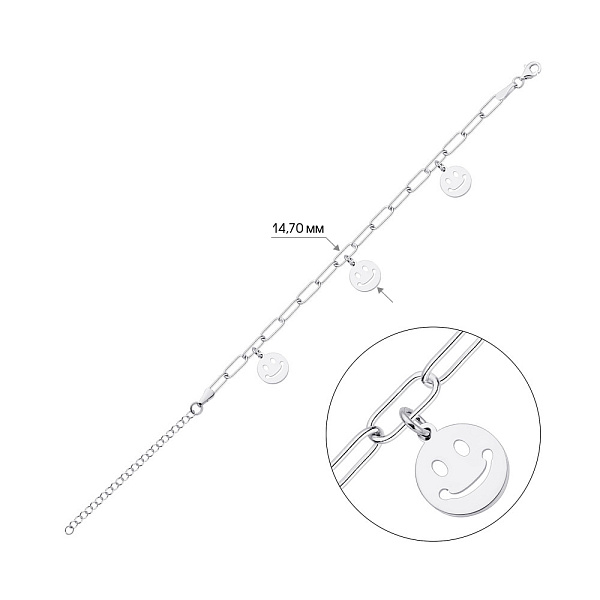 Серебряный браслет "Smile" с подвесками (арт. 7509/3376) – изображение 2