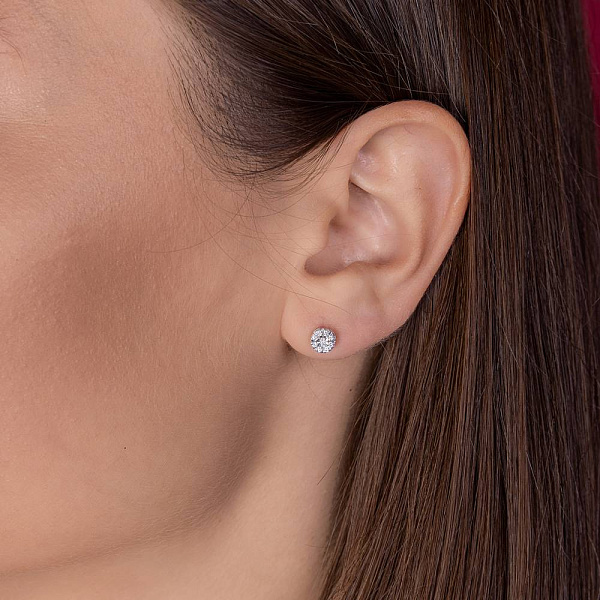 Серьги-пусеты из белого золота с бриллиантами (арт. Т011284010б) – изображение 2