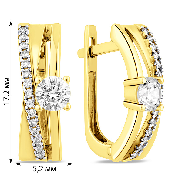 Серьги из желтого золота с фианитами (арт. 111101ж) – изображение 2