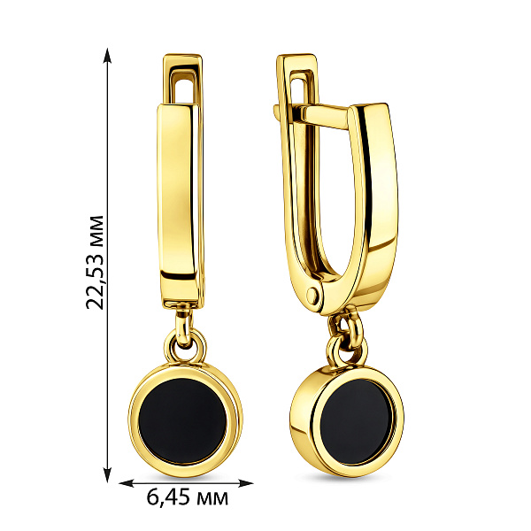 Сережки-подвески Лýна из желтого золота с эмалью (арт. 111086жч) – изображение 2