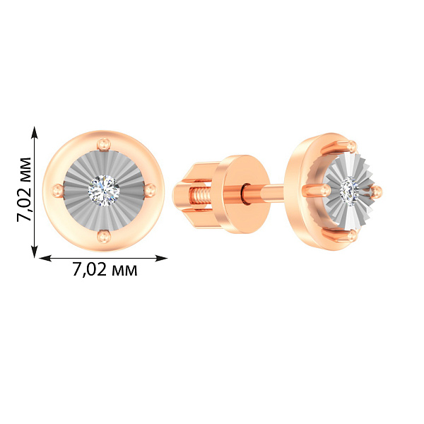 Золотые серьги пусеты с фианитом (арт. 110373) – изображение 2